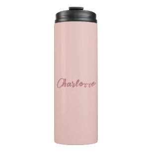 Minimalist Handwritten Script Name Rose Gold Thermal Tumbler