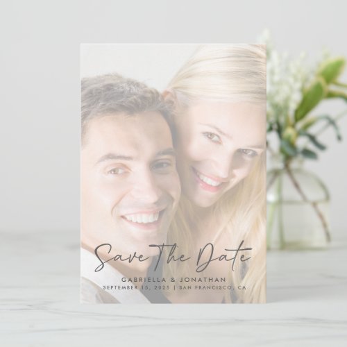 Minimalist Handwritten Script Photo Wedding Save The Date