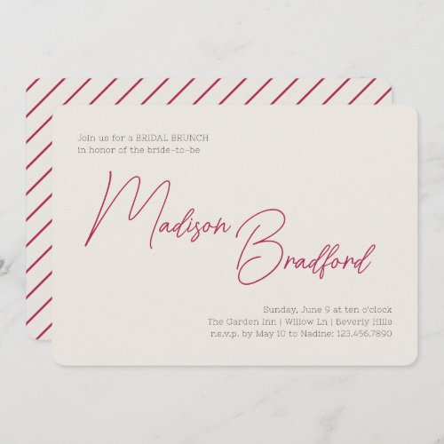 Minimalist Handwritten Script Pink Bridal Shower Invitation