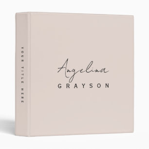 Minimalist handwritten script, simple and modern 3 ring binder