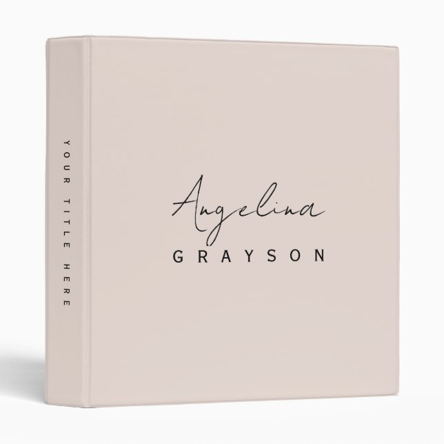 Minimalist handwritten script, simple and modern  3 ring binder (Front/Spine)