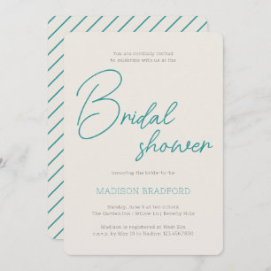 Minimalist Handwritten Script Teal Bridal Shower Invitation