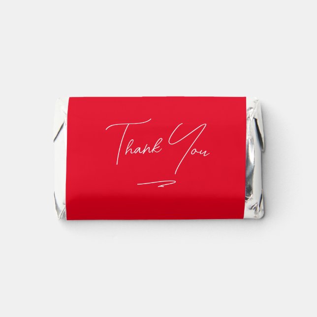 Minimalist Handwritten Script Thank You Red Hershey's Miniatures (Front)