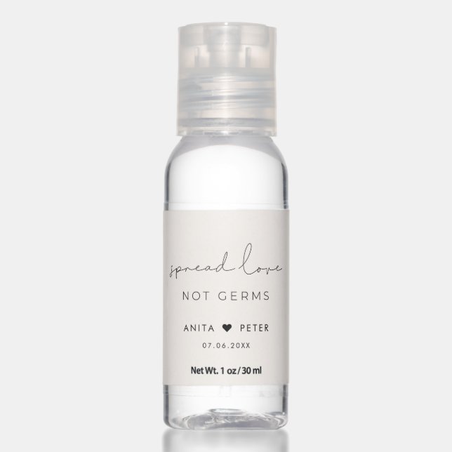 Minimalist handwritten Spread love not germs Hand Sanitizer (Front)