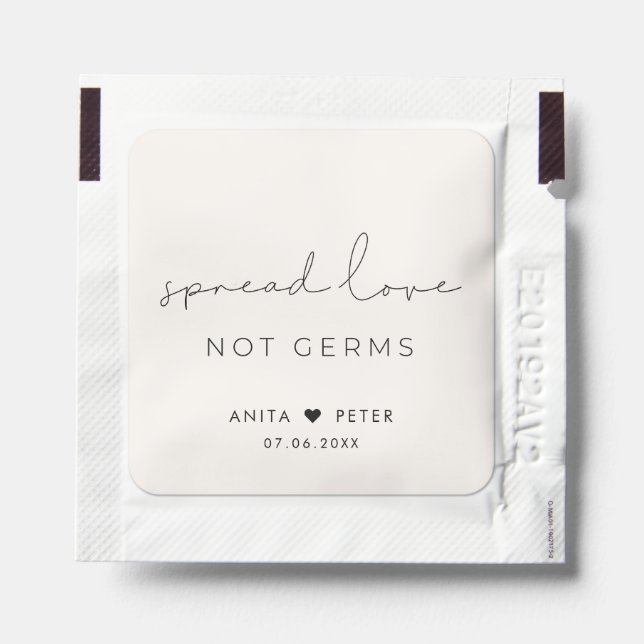 Minimalist handwritten Spread love not germs Hand Sanitizer Packet (Sticker on Packet)