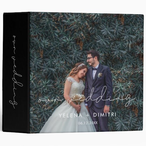 Minimalist handwritten wedding photo album 3 ring binder