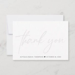 Minimalist Handwritten Wedding photo on back Thank You Card