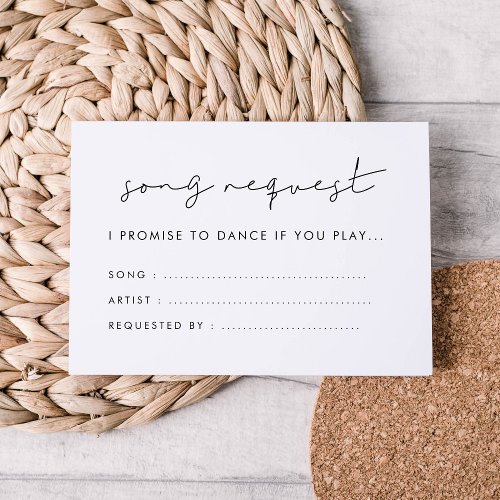 Minimalist handwritten Wedding Song request Enclosure Card