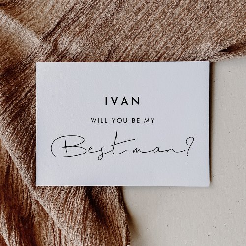 Minimalist handwritten Will you be my best man Invitation