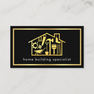 Minimalist Handyman Tools In Gold Frame Business Card