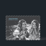Minimalist Hanukkah Siblings Black and White Photo Holiday Card<br><div class="desc">Send warm Hanukkah wishes with this stylish photo card featuring a scalloped edge and modern typography. The simple layout highlights your favorite family photo, while the back includes space for a personalized letter or message. A beautiful way to share joy and light with family and friends during the holiday season....</div>