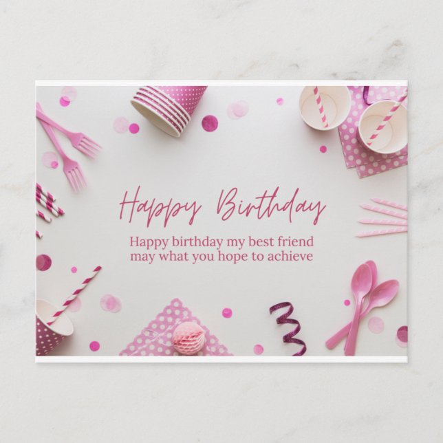 Minimalist hapoy birthday card invitation  (Front)