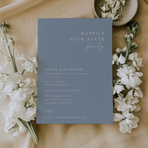 Minimalist Happily Ever After Party Dusty Blue Invitation