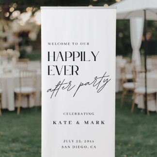 Minimalist Happily Ever After Party Welcome Retractable Banner