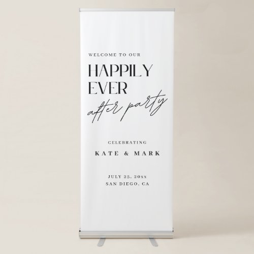Minimalist Happily Ever After Party Welcome Retractable Banner