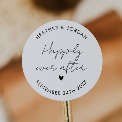 Minimalist Happily Ever After Wedding Favor Classic Round Sticker