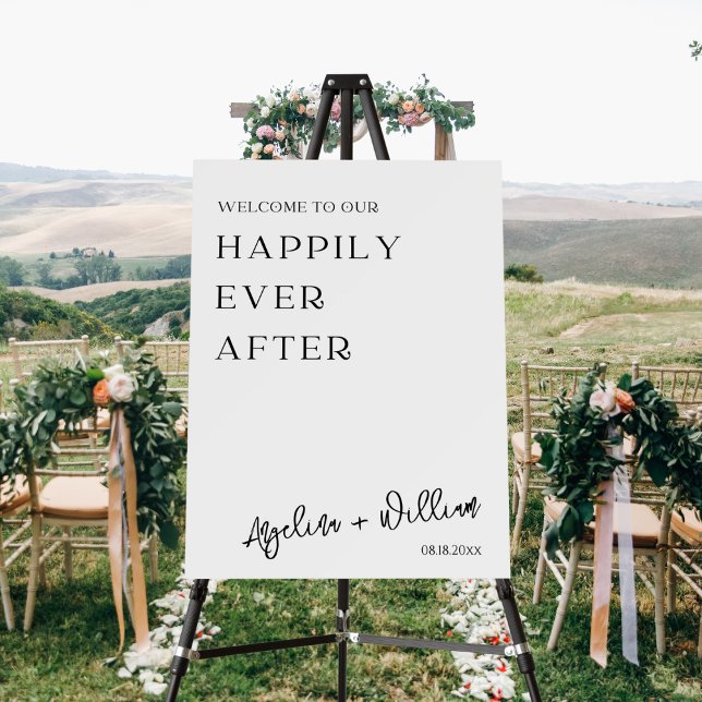 Minimalist Happily Ever After Wedding Welcome Sign (Creator Uploaded)