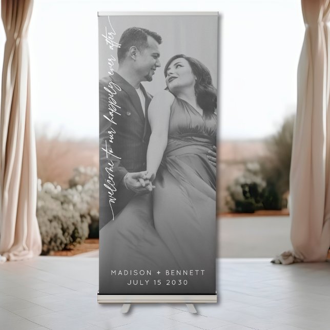 Minimalist Happily Ever After Welcome Wedding   Retractable Banner (Creator Uploaded)