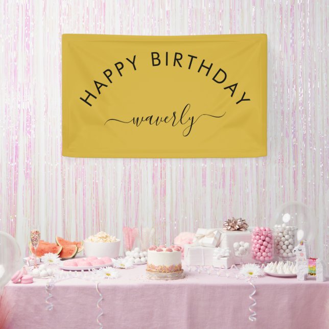 Minimalist Happy Birthday Classic Gold Banner (Party)