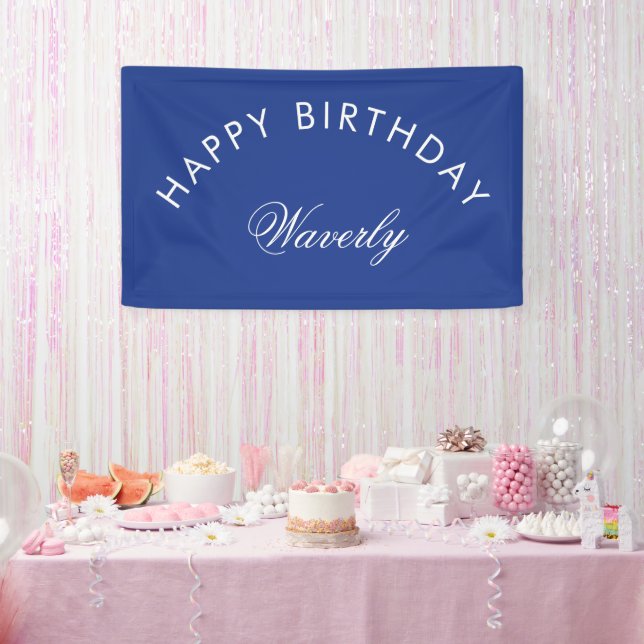 Minimalist Happy Birthday Royal Blue Banner (Party)