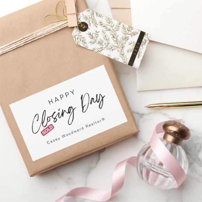 Minimalist Happy Closing Day from Realtor Custom  Rectangular Sticker (Gifting)