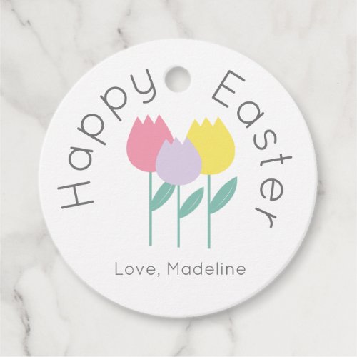 Minimalist Happy Easter Tulips Favor Tags