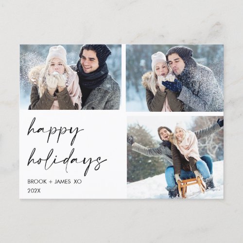 Minimalist Happy Holidays Calligraphy Christmas Postcard