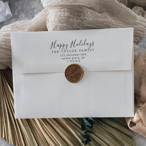 Minimalist Happy Holidays Christmas Card Envelope