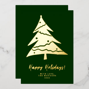 Minimalist Happy Holidays Christmas Tree Foil Holi Holiday Card