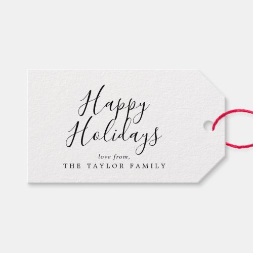 Minimalist Happy Holidays Family Holiday Gift Tags