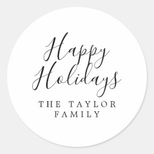Minimalist Happy Holidays Holiday Gift Classic Round Sticker
