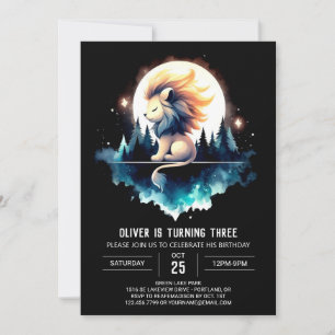 Minimalist Happy Lion Birthday Invitation