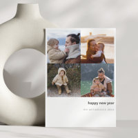 Minimalist Happy New Year Bold Four Photo Grid