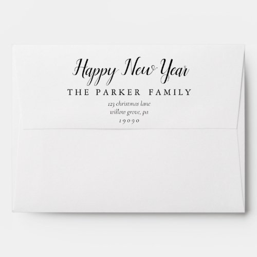 Minimalist Happy New Year Holiday Card Envelope