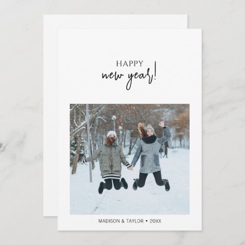 Minimalist Happy New Year Photo Holiday Card