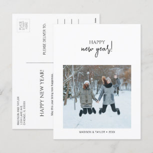 Minimalist Happy New Year Photo Holiday Postcard