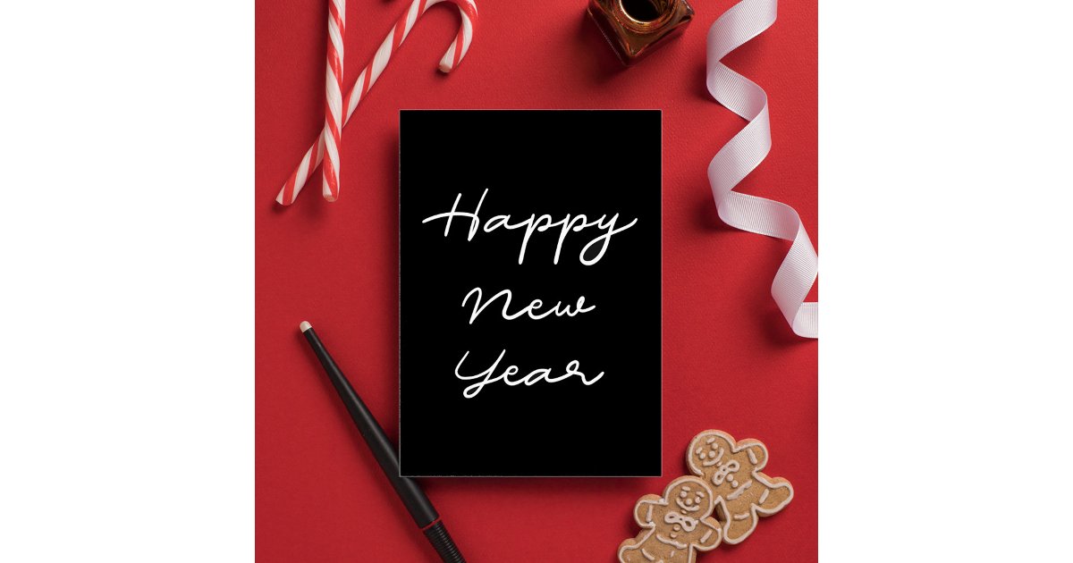 Minimalist Happy New Year Postcard Zazzle