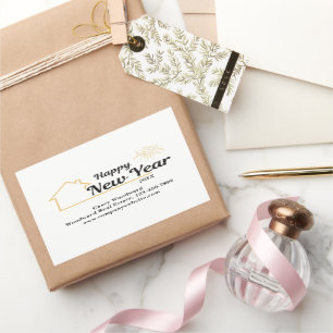 Minimalist Happy New Year Real Estate Branding Rectangular Sticker