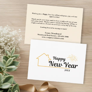 Minimalist Happy New Year Real Estate Marketing Card