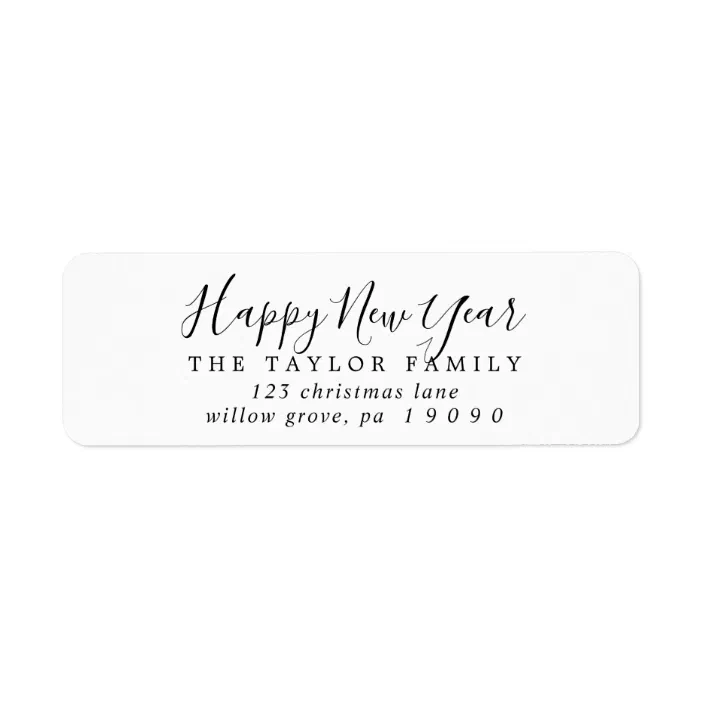 Minimalist Happy New Year Return Address Label | Zazzle