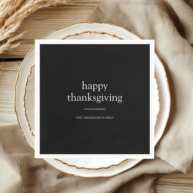 Minimalist Happy Thanksgiving Personalized Napkins (Creator Uploaded)