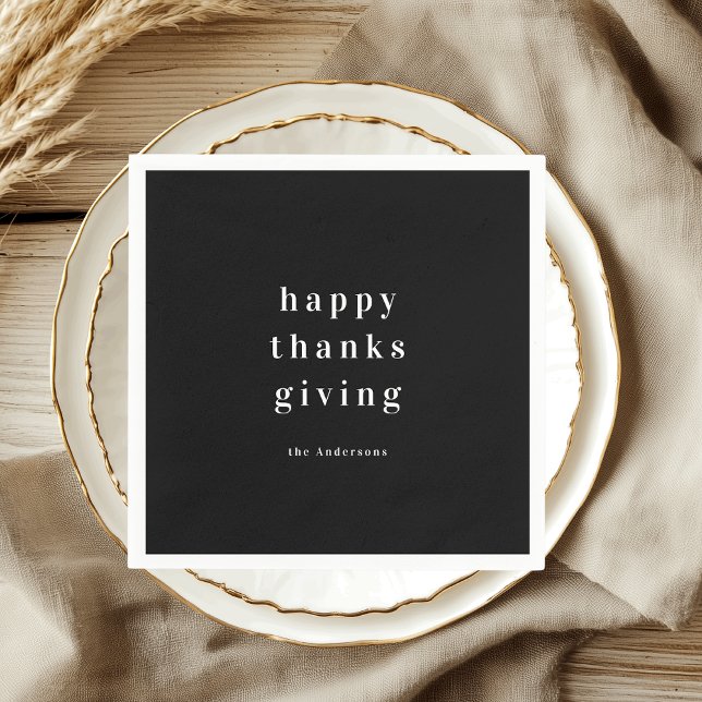 Minimalist Happy Thanksgiving Personalized Napkins (Creator Uploaded)