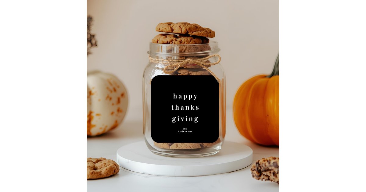 Minimalist Happy Thanksgiving Square Sticker | Zazzle