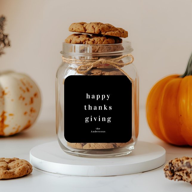 Minimalist Happy Thanksgiving  Square Sticker (Creator Uploaded)