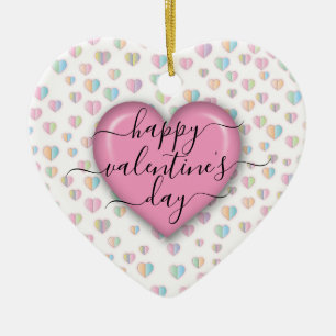 Minimalist Happy Valentine’s Day Ceramic Ornament
