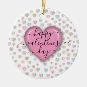 Minimalist Happy Valentine’s Day Ceramic Ornament