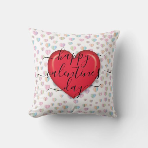 Minimalist Happy Valentines Day Throw Pillow