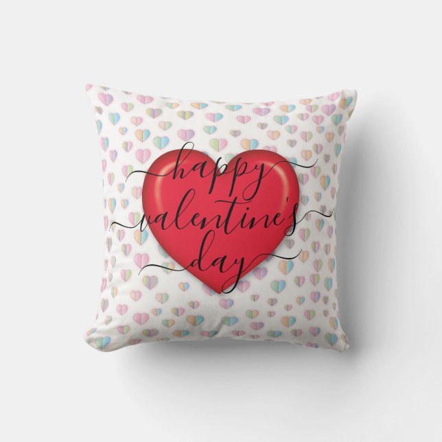 Minimalist Happy Valentine’s Day Throw Pillow (Front)