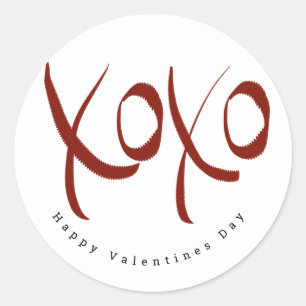 Minimalist Happy Valentines Day Hand Lettering Classic Round Sticker
