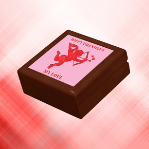 Minimalist Happy Valentine's My Love on pink Gift Box